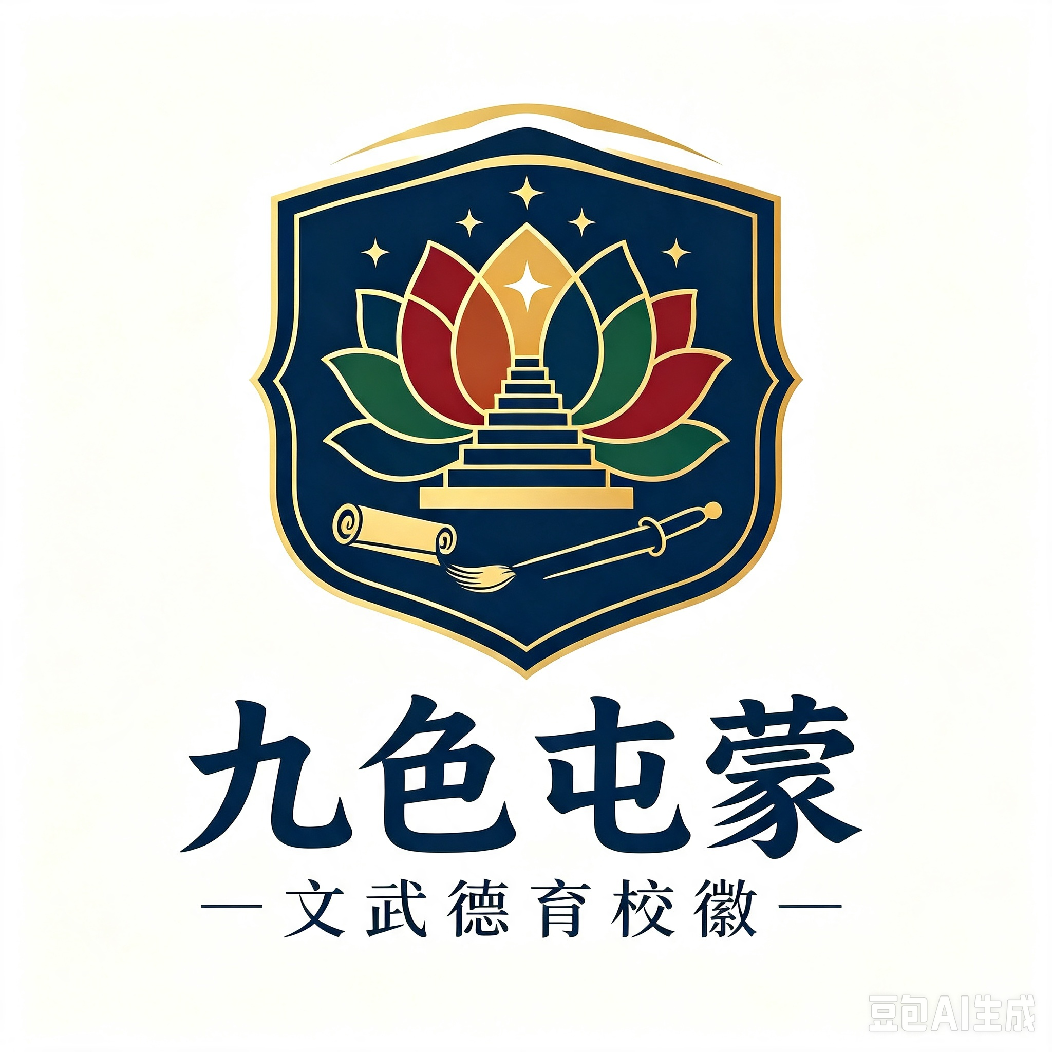 九色屯蒙校徽